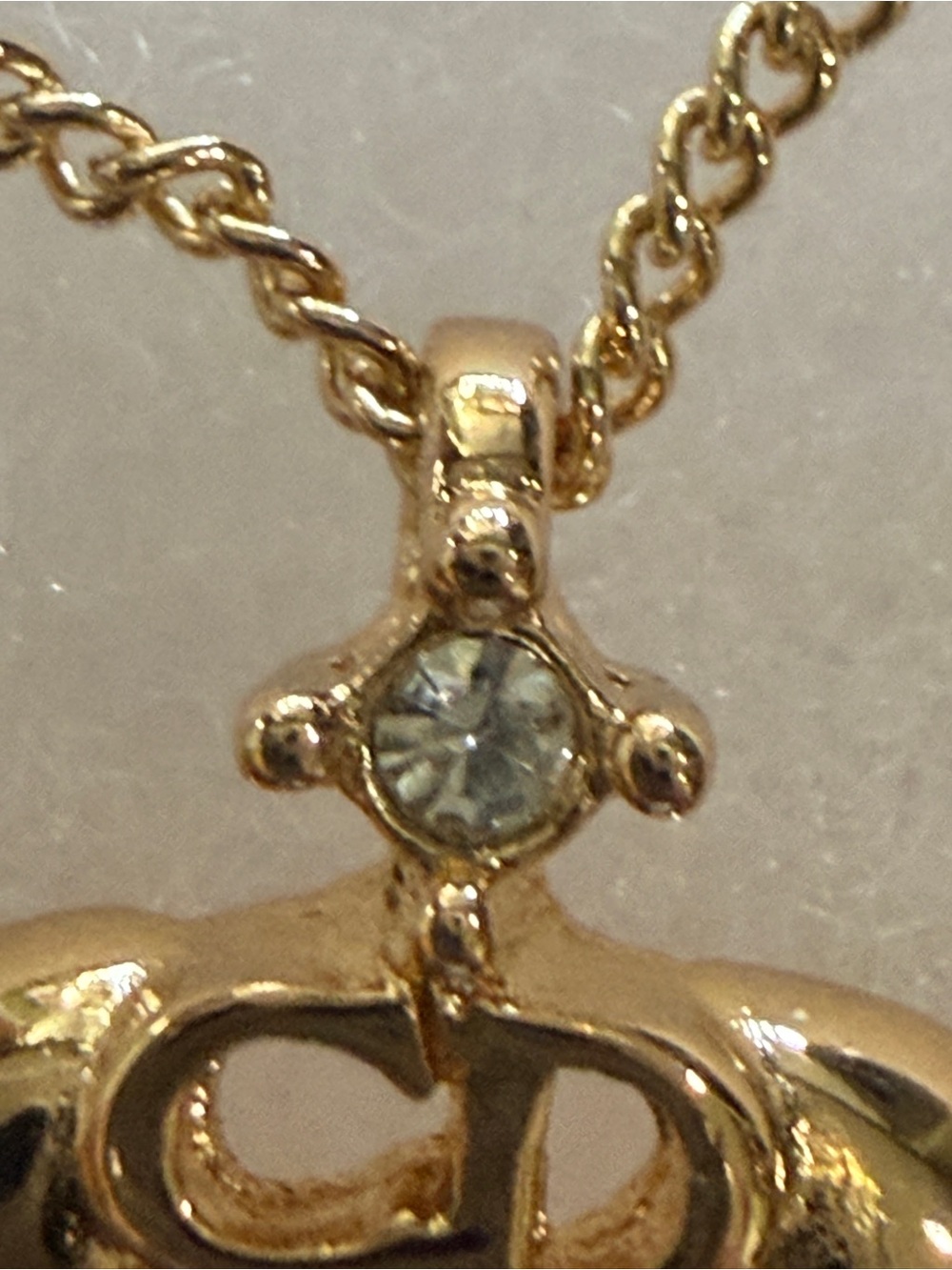 Dior Gold Heart Pendant Necklace with Crystal Accent - Picture 6 of 8